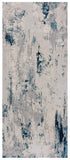 2’ x 10’ Blue and Ivory Abstract Strokes Runner Rug