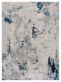 2’ x 6’ Blue and Ivory Abstract Strokes Runner Rug