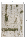 4’ x 6’ Green and Ivory Distressed Area Rug