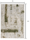 7’ x 10’ Green and Ivory Distressed Area Rug