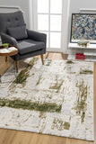 8’ x 11’ Green and Ivory Distressed Area Rug