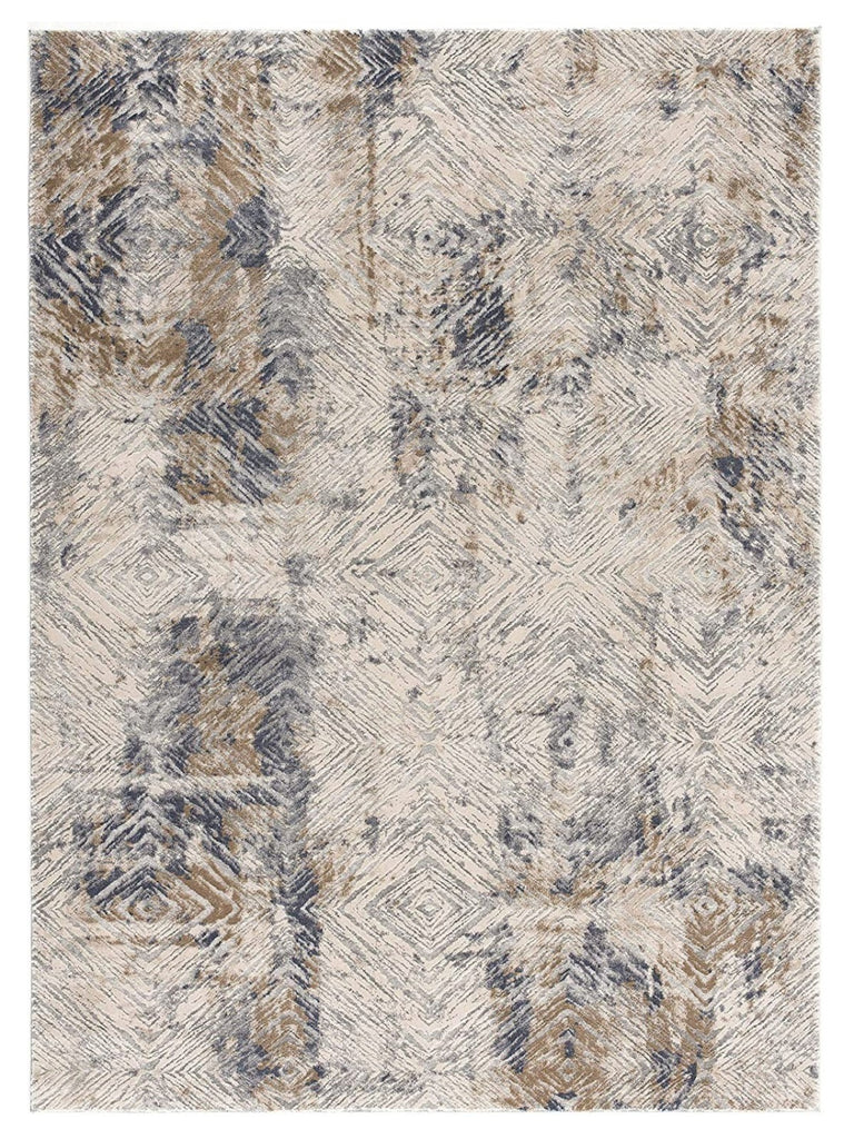 3’ x 5’ Ivory and Beige Abstract Diamonds Area Rug