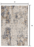 3’ x 5’ Ivory and Beige Abstract Diamonds Area Rug