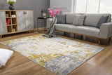 2’ x 10’ Gold and Gray Abstract Runner Rug