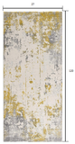 2’ x 10’ Gold and Gray Abstract Runner Rug