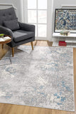 Blue Abstract Circular Motifs Area Rug