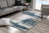 2’ x 12’ Cream and Blue Abstract Patches Runner Rug