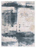 2’ x 6’ Cream and Blue Abstract Patches Area Rug