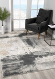 Cream and Gray Abstract Patches Runner Rug