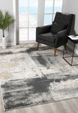 2’ x 10’ Cream and Gray Abstract Patches Runner Rug