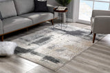 2’ x 5’ Cream and Gray Abstract Patches Area Rug
