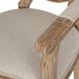 Judith French Country Wood Upholstered Dining Chair, Beige and Natural Noble House