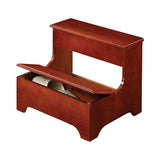 Traditional 2-tier Step Stool with Hidden Storage Warm Brown