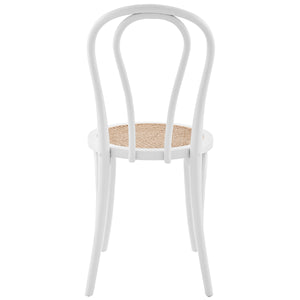Marko Side Chair in Matte White with Natural Seat - Set of 2