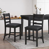 Benner Farmhouse Upholstered Wood Counter Stools, Black Noble House