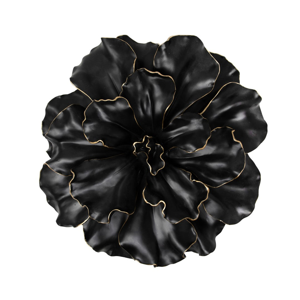 Sagebrook Home Glam Black/gold Wall Flower, 15.5" 11130 Black Polyresin