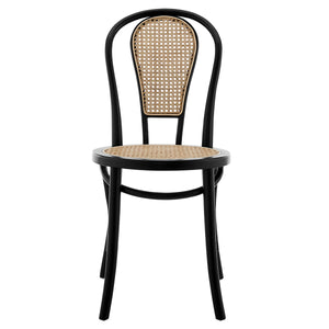 Liva Side Chair in Matte Black with Natural Seat and Back - Set of 2