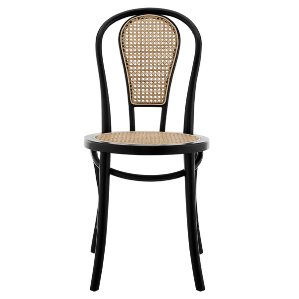 Liva Side Chair in Matte Black with Natural Seat and Back - Set of 2