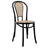 Liva Side Chair in Matte Black with Natural Seat and Back - Set of 2