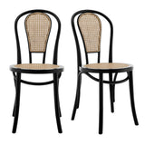 Liva Side Chair in Matte Black with Natural Seat and Back - Set of 2