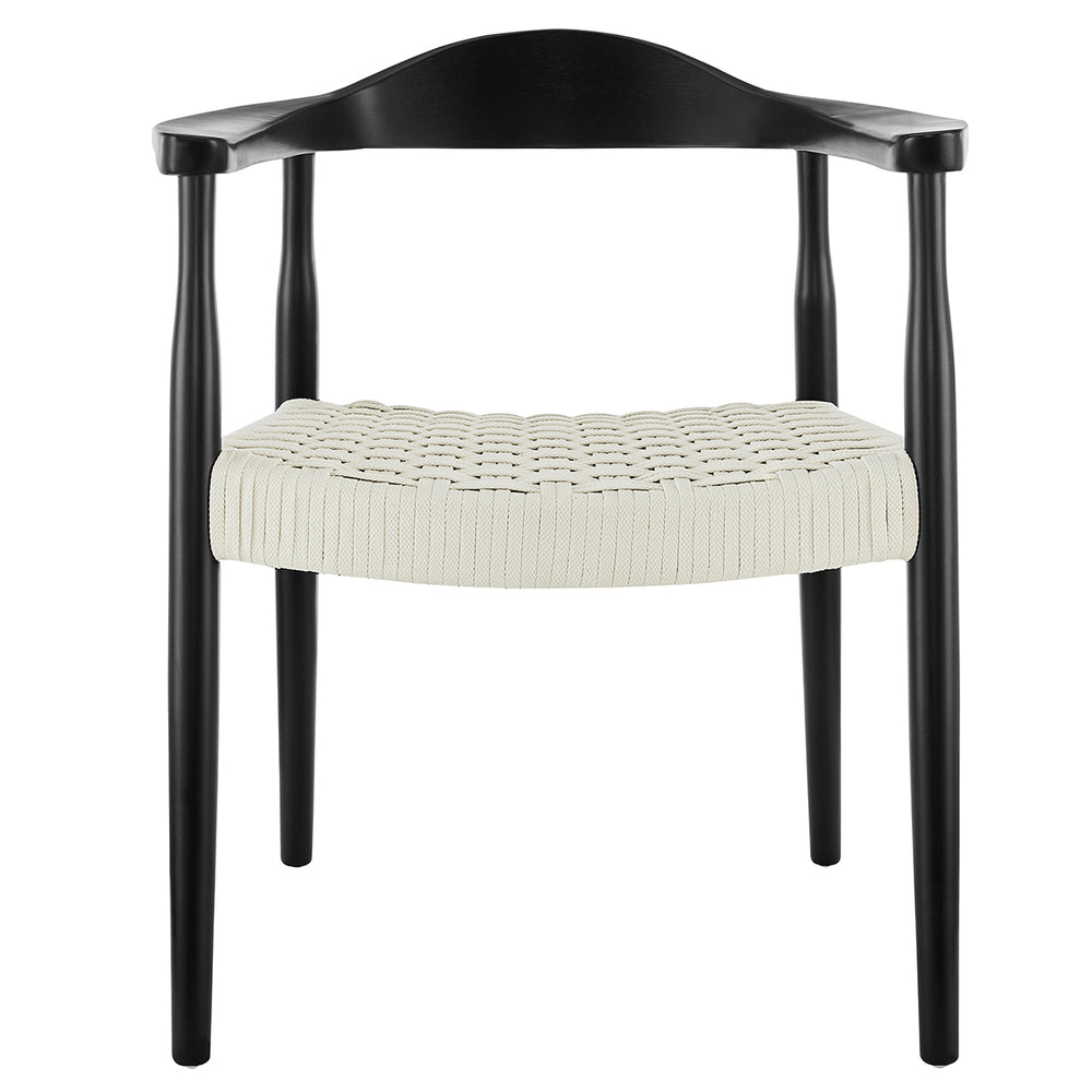 Hannu Armchair in Matte Black with White Seat Rope