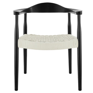 Hannu Armchair in Matte Black with White Seat Rope