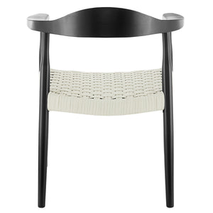 Hannu Armchair in Matte Black with White Seat Rope
