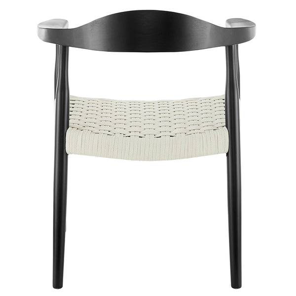 Hannu Armchair in Matte Black with White Seat Rope