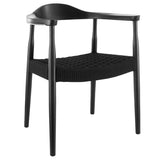 Hannu Armchair in Matte Black with Black Seat Rope