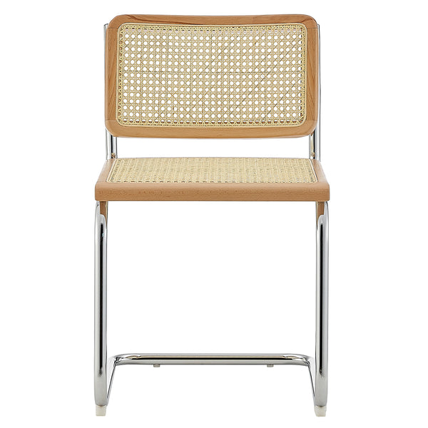 Fika Side Chair in Natural with Chromed Steel Sled Base - Set of 2