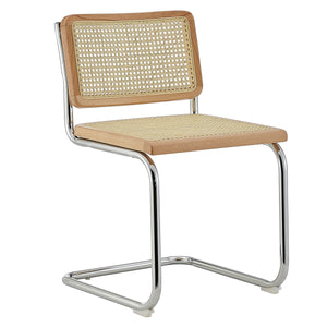 Fika Side Chair in Natural with Chromed Steel Sled Base - Set of 2