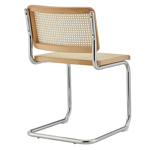 Fika Side Chair in Natural with Chromed Steel Sled Base - Set of 2