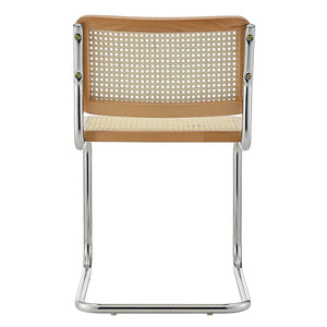 Fika Side Chair in Natural with Chromed Steel Sled Base - Set of 2
