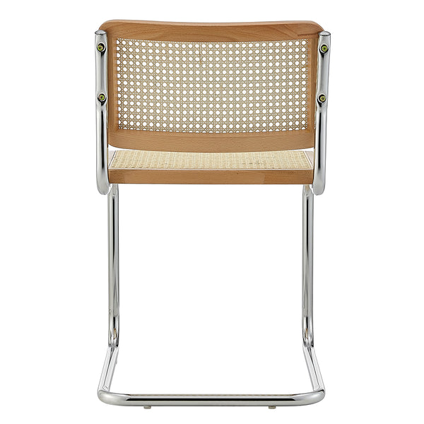 Fika Side Chair in Natural with Chromed Steel Sled Base - Set of 2