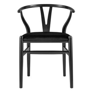 Evelina Side Chair with Black Stained Framed and Black Velvet Seat - Set of 2