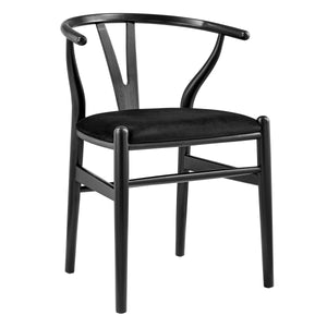 Evelina Side Chair with Black Stained Framed and Black Velvet Seat - Set of 2