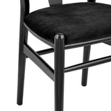 Evelina Side Chair with Black Stained Framed and Black Velvet Seat - Set of 2