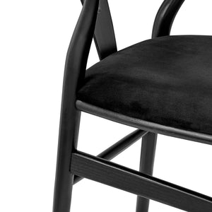 Evelina Side Chair with Black Stained Framed and Black Velvet Seat - Set of 2