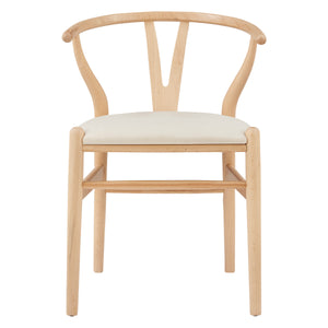 Evelina Side Chair in Natural Stained Frame and Beige Velvet Seat - Set of 2