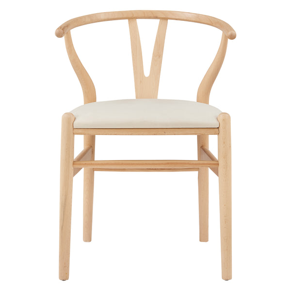 Evelina Side Chair in Natural Stained Frame and Beige Velvet Seat - Set of 2