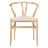 Evelina Side Chair in Natural Stained Frame and Beige Velvet Seat - Set of 2