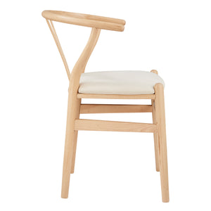 Evelina Side Chair in Natural Stained Frame and Beige Velvet Seat - Set of 2