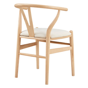 Evelina Side Chair in Natural Stained Frame and Beige Velvet Seat - Set of 2