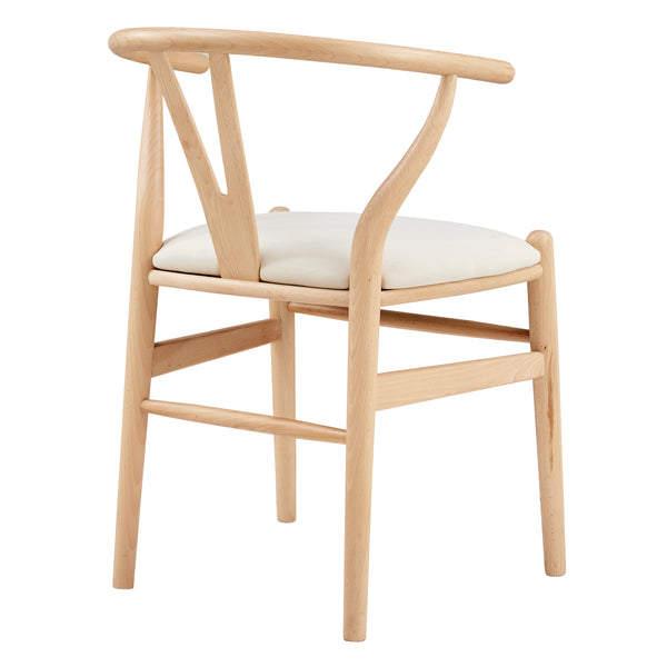 Evelina Side Chair in Natural Stained Frame and Beige Velvet Seat - Set of 2