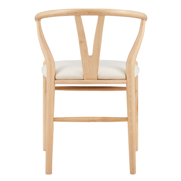 Evelina Side Chair in Natural Stained Frame and Beige Velvet Seat - Set of 2