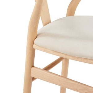 Evelina Side Chair in Natural Stained Frame and Beige Velvet Seat - Set of 2