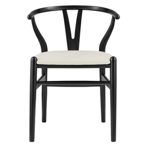 Evelina Side Chair with Black Stained Framed and Beige Velvet Seat - Set of 2