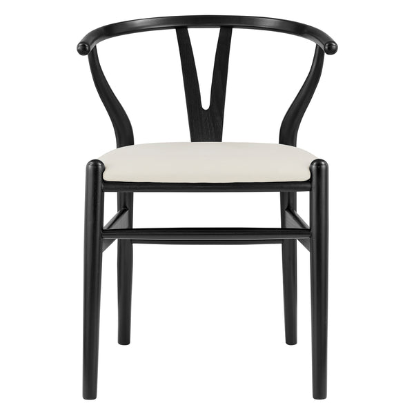 Evelina Side Chair with Black Stained Framed and Beige Velvet Seat - Set of 2