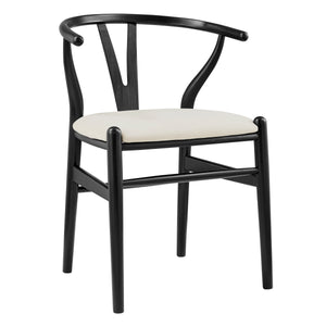 Evelina Side Chair with Black Stained Framed and Beige Velvet Seat - Set of 2