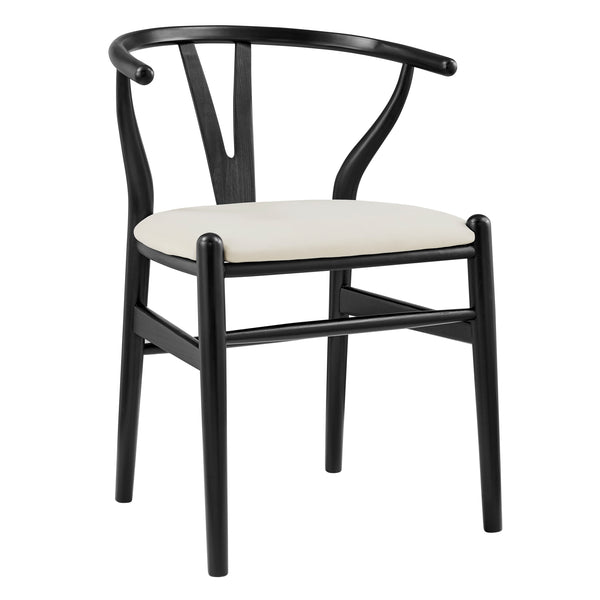 Evelina Side Chair with Black Stained Framed and Beige Velvet Seat - Set of 2